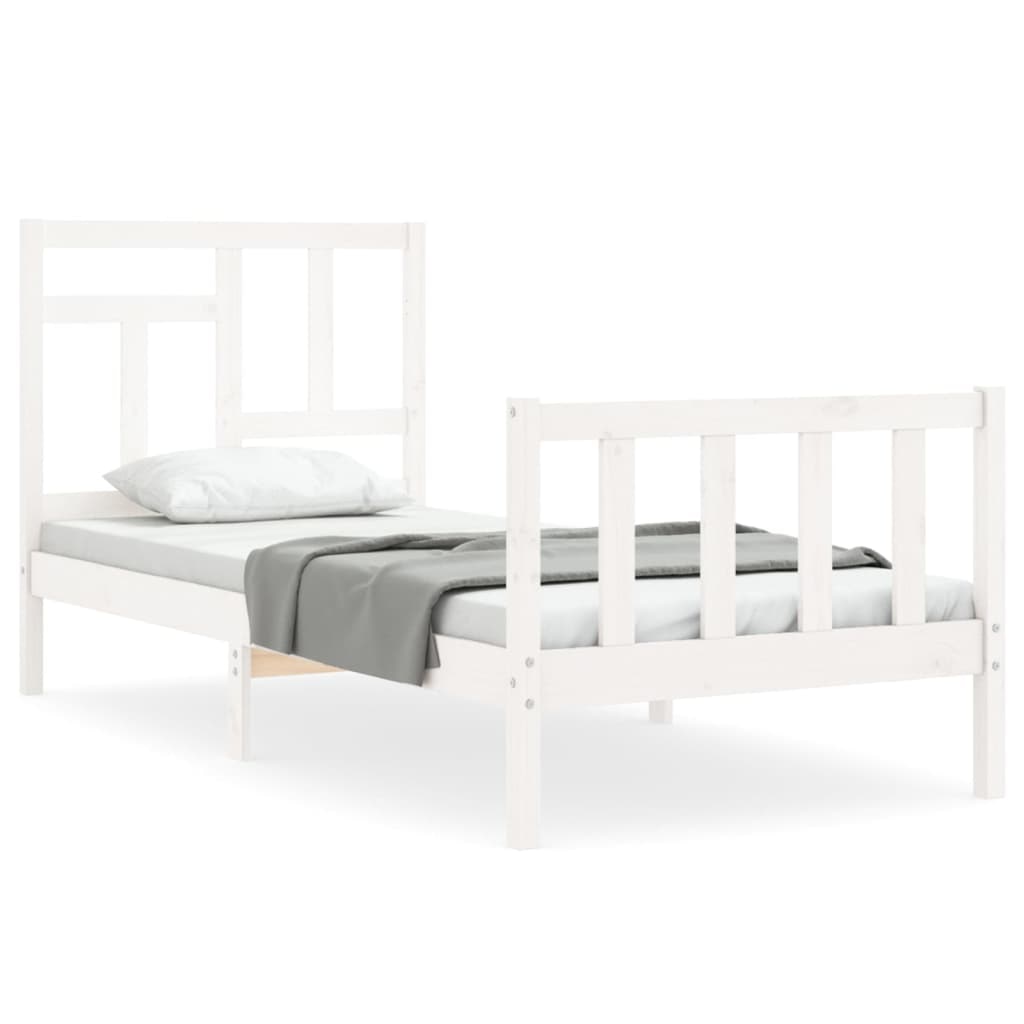 vidaXL Massivholzbett ohne Matratze Weiß 90 x 200 cm Kiefernholz