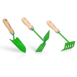 thumbnail of Kit 3 outils de jardin Acier et manche bois de hêtre Transplantoir + Serfouette + Rateau 5 dents VITO