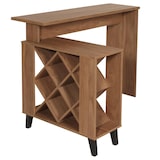 thumbnail of Bartafel HWC-M45, statafel bartafel wijnrek wijnkast, opbergvakken 93x120x98cm, bruin