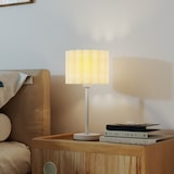 thumbnail of Tischlampe mit Wellen-Lampenschirm E27 Weiß 25x25x49 cm mit Knopfschalter am 1,5 m Kabel, Retro Look, sanftes Licht für Wohn und Schlafbereich