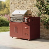 thumbnail of Mobile barbecue a gas a 4 fuochi e girarrosto Oviala per cucina da esterno, acciaio, 96 x 122 x 66 cm, finitura mattone