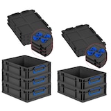thumbnail of PROREGAL SparSet 5x Eurobox NextGen Color mit Auflagedeckel & Verschlüsse, HxBxT 12x30x40cm, 11L, Schwarz, Griffe blau zu, Eurobehälter