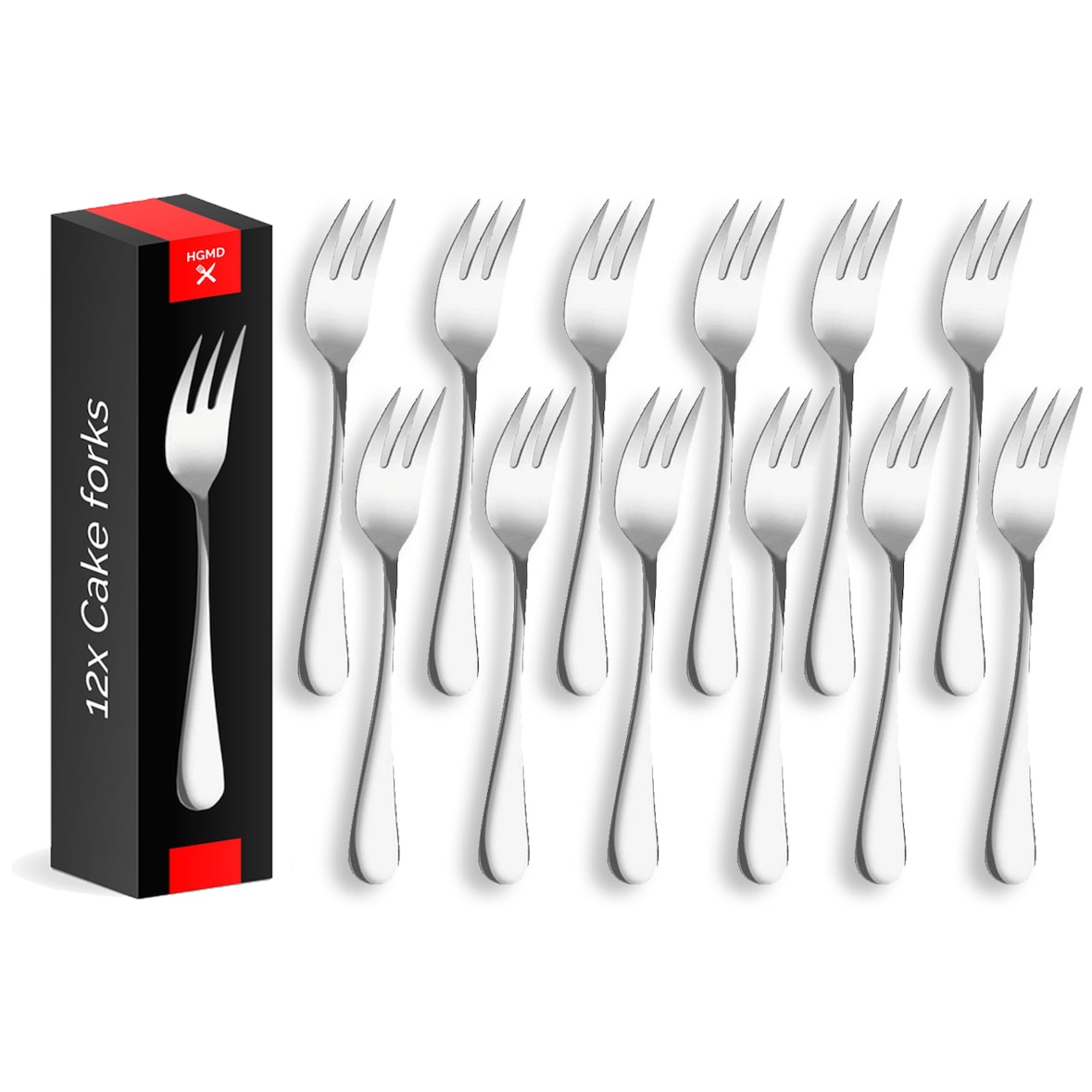HGMD Kuchengabeln - 12 Stück - 14cm - Dessertgabeln - Kuchengabeln - Edelstahl