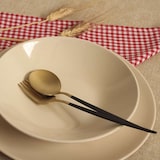 thumbnail of Solycarpa Set 4 Cubiertos Elegant Gadir – Dorados mate con mango negro, acero inoxidable, estilo moderno para eventos y mesa elegante