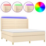 thumbnail of vidaXL Boxspringbett mit Matratze & LED Creme 180x200 cm Stoff