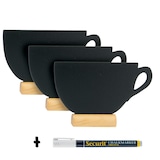 thumbnail of Securit® 3er-Set Mini-Tischtafeln - Tassen-Silhouette - Holzsockel - Kreidestift inklusive