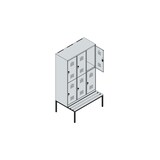 thumbnail of C+P Spind Classic PLUS, Buche untergebaute Sitzbank-Harthol, 6 Abteile, HxBxT 212x120x82cm, Sicherheitsdrehriegel, Hellgrau/Rot von PROREGAL