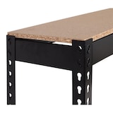 thumbnail of Inpakstation HWC-J84, inpaktafel werktafel, in hoogte verstelbare zwenkwielhouder, hout staal 183x183x90cm, zwart