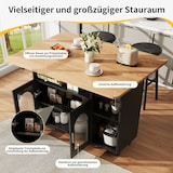 thumbnail of Kücheninsel Küchenwagen 120x70x80 cm klappbarer Tisch mit Stauraum und Rollen, MDF+Glas, Schwarz+Natur