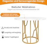 thumbnail of Merax Runder Esstisch 80 x 80 x 76cm, marmorierte MDF-Platte, für 4-6 Personen in Esszimmer & Wohnzimmer, Gold