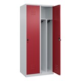 thumbnail of C+P Spind Classic PLUS, 2 Abteile, HxBxT 185x80x50cm, Sicherheitsdrehriegel, Hellgrau/Rubinrot von PROREGAL