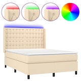 thumbnail of vidaXL Boxspringbett mit Matratze & LED Creme 140x190 cm Stoff