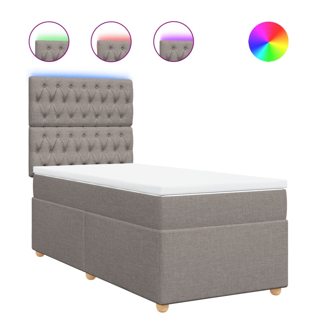 vidaXL Boxspringbett mit Matratze Taupe 90x200 cm Stoff