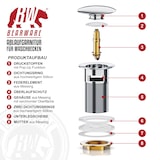 thumbnail of BEARWARE Ablaufgarnitur mit Überlauf Stöpsel - Messing verchromt - 11/4 Zoll - Ablaufventil - für Waschbecken Spüle Küche Bad - Ersatzdichtungen