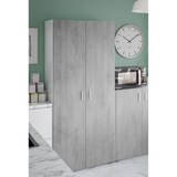 thumbnail of Dmora Armadio multiuso Irvine, Mobile ausiliario a 2 ante, Guardaroba portascope a 2 ante e 3 ripiani, 80x37h182 cm, Cemento e Bianco