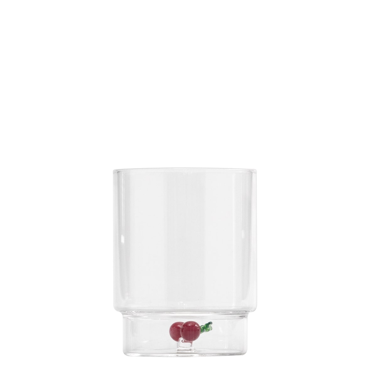 Zafferano Teca Frutta - Conjunto de 6 copos de vidro borossilicato com cerejas - Copo de 35 cl com fundo duplo, decorado à mão e fácil de lavar