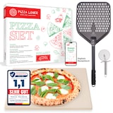 thumbnail of PizzaLover Premium Pizzastein-Set für Backofen & Gasgrill – inkl. harteloxiertem, perforiertem Pizzaschieber (30x66 cm) + XL-Pizzastein (38x30 cm)