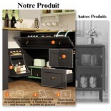 thumbnail of Bartisch ausziehbar Schwarz 204x39x105  mit Stauraum Snack Regal 360 Grad Drehteller Klappschubladen MDF Metallgriffe