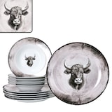 thumbnail of Toro 12tlg Tafelservice Porzellan 6 Pers Speiseteller Suppenteller Kuh rosa