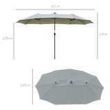 thumbnail of Sombrilla doble de jardín con 48 luces LED solar 450x265x240 cm parasol para patio con manivela protección solar para terraza balcón piscina