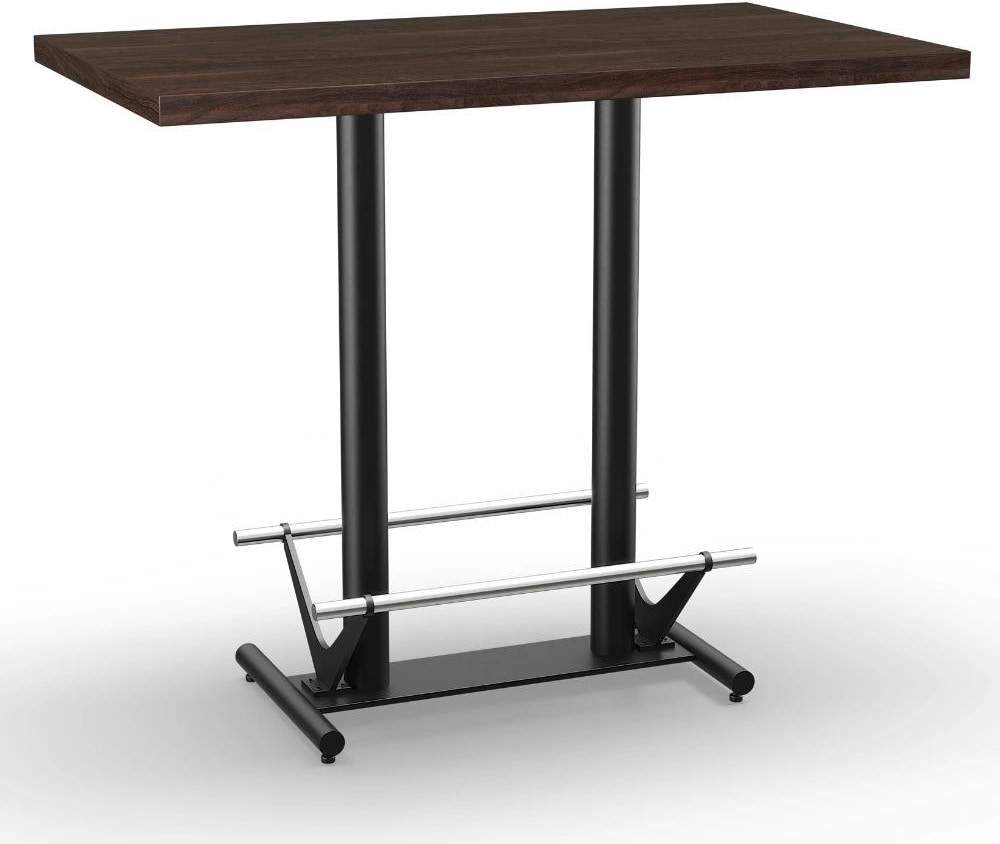 Premium Gastro Stehtisch 120x70 cm | Walnuss | mit Edelstahl Fußrasten