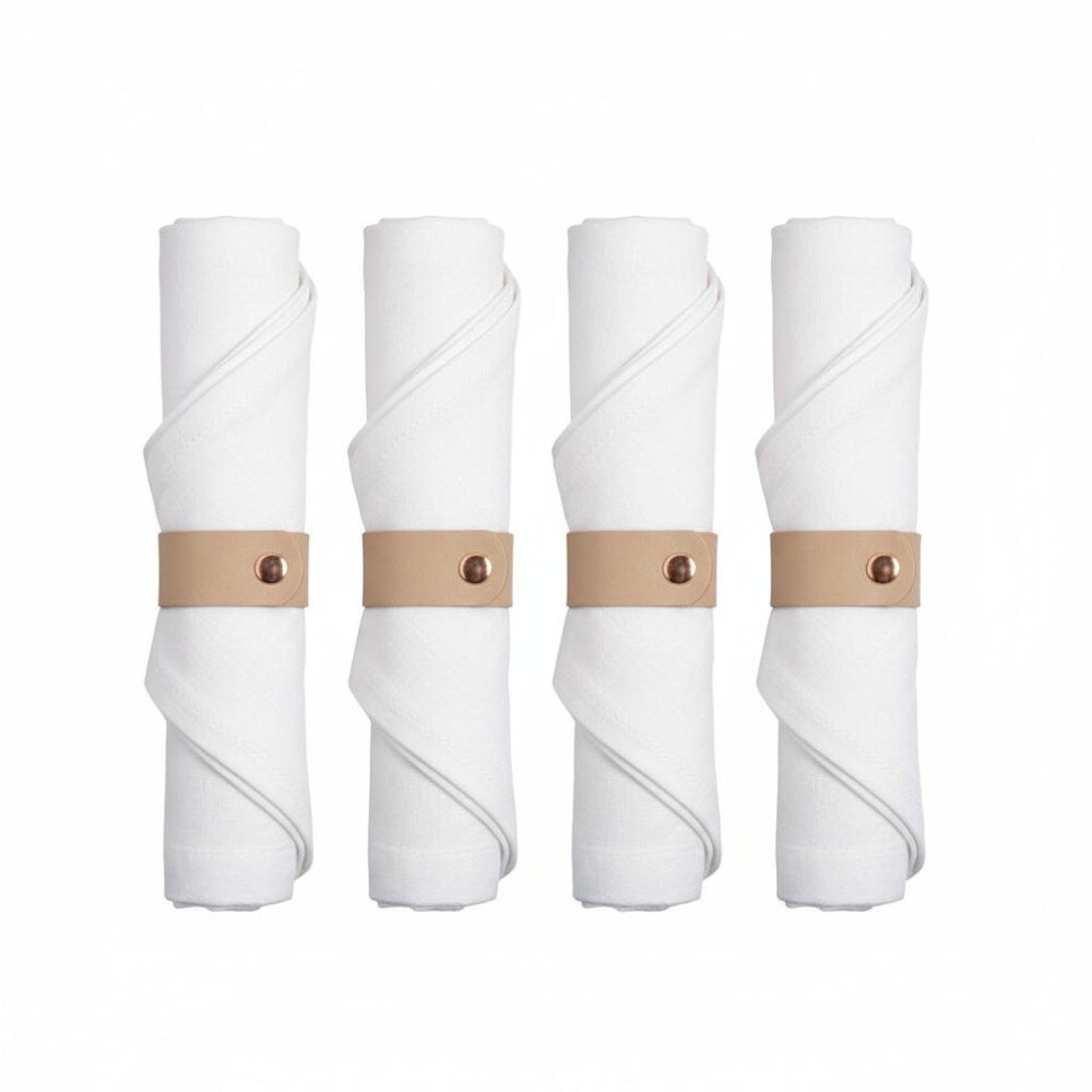 Lot de 4 ronds de serviettes en simili cuir