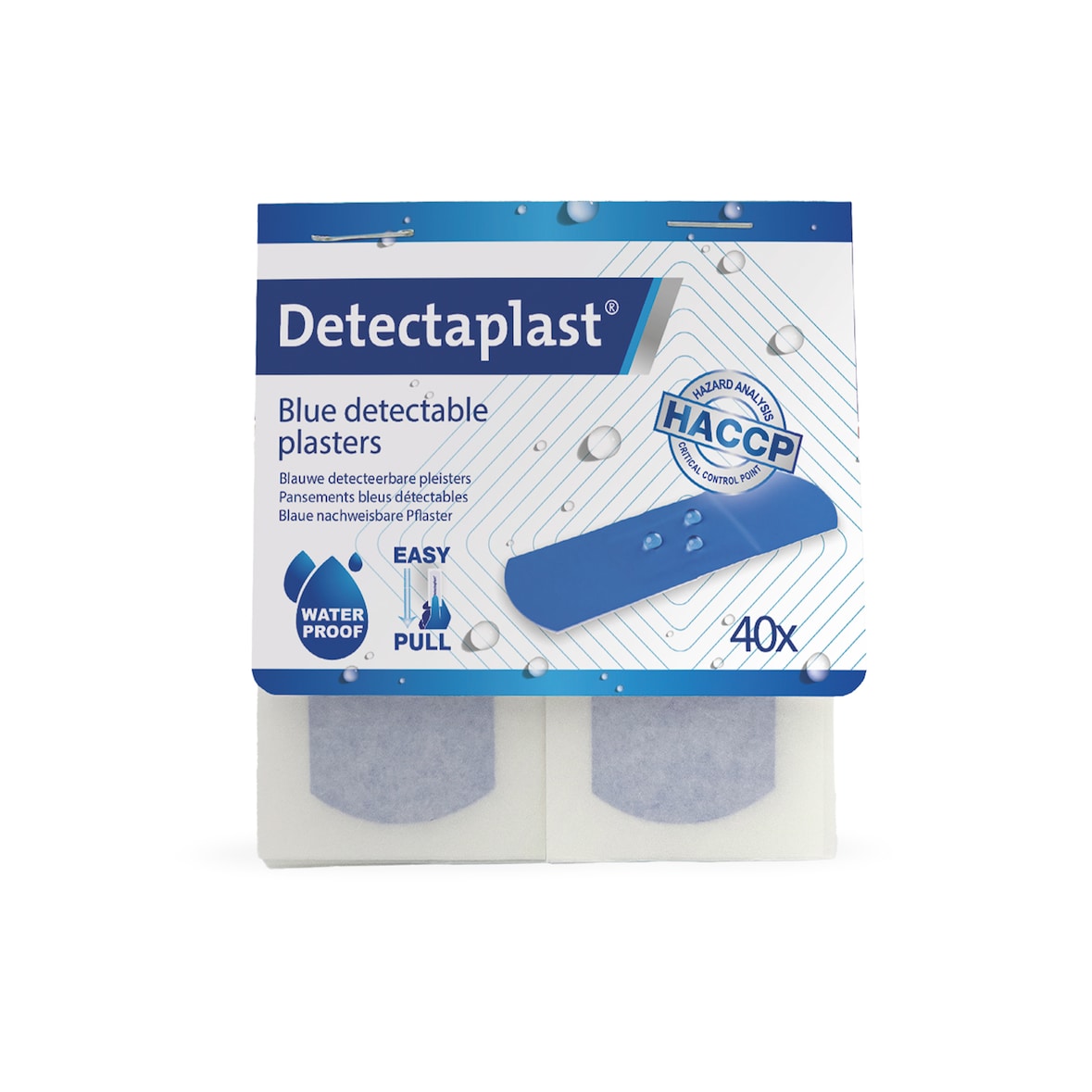 Tear & Wear Wasserabweisende blaue detektierbare pflaster 25 x 72 mm - Schachtel 5x 40pcs