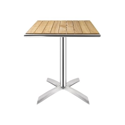 Mesa bolero cuadrada y plegable fabricada en aluminio y madera de fresno 600x600720mm