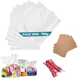 thumbnail of 1000 Klarsicht-Cellophanbeutel 750g (9x28cm) mit Boden und Verschluss – Für Süßigkeiten, Kekse, Trockenfrüchte und Handgemachte Geschenke