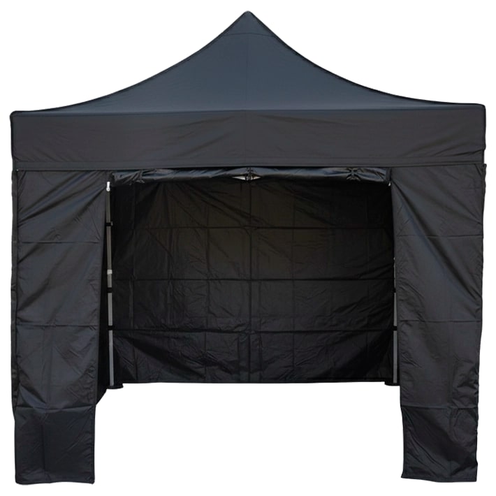 Carpa Plegable 4x4 Completa Negra 50 hex y 100% poliéster 800D con revestimiento de PVC EME Mobiliario