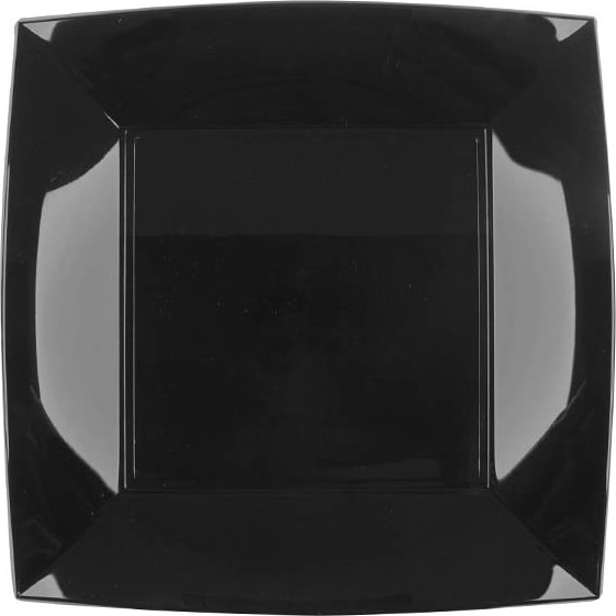 MONOUSO - Prato Resistente Reutilizável PP Raso Preto "Nice" 23cm (15 Uds)