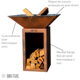 thumbnail of braseiro cevenol madeira de aço quadrado 74 imitação corten tigela dupla