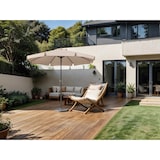 thumbnail of Tarrington House Sombrilla redonda con volante Merida, aluminio, Ø 2.9 x 2.5 m, repelente al agua, beige/gris