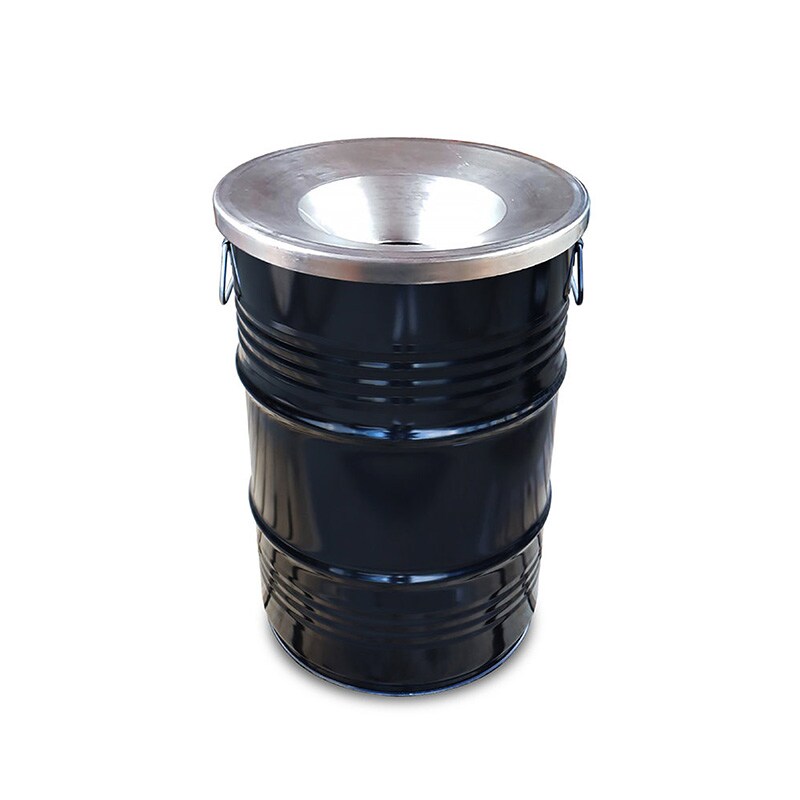 PROREGAL Robuste Abfalltonne mit flammhemmendem Deckel | 60 Liter, HxBxT 58x40x40cm | Metall | Schwarz