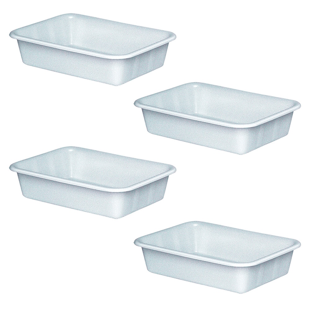 4x Wanne mit umlaufendem U-Rand, LxBxH 610x440x150 mm, 25 Liter, Gewicht 1,3 kg, weiß