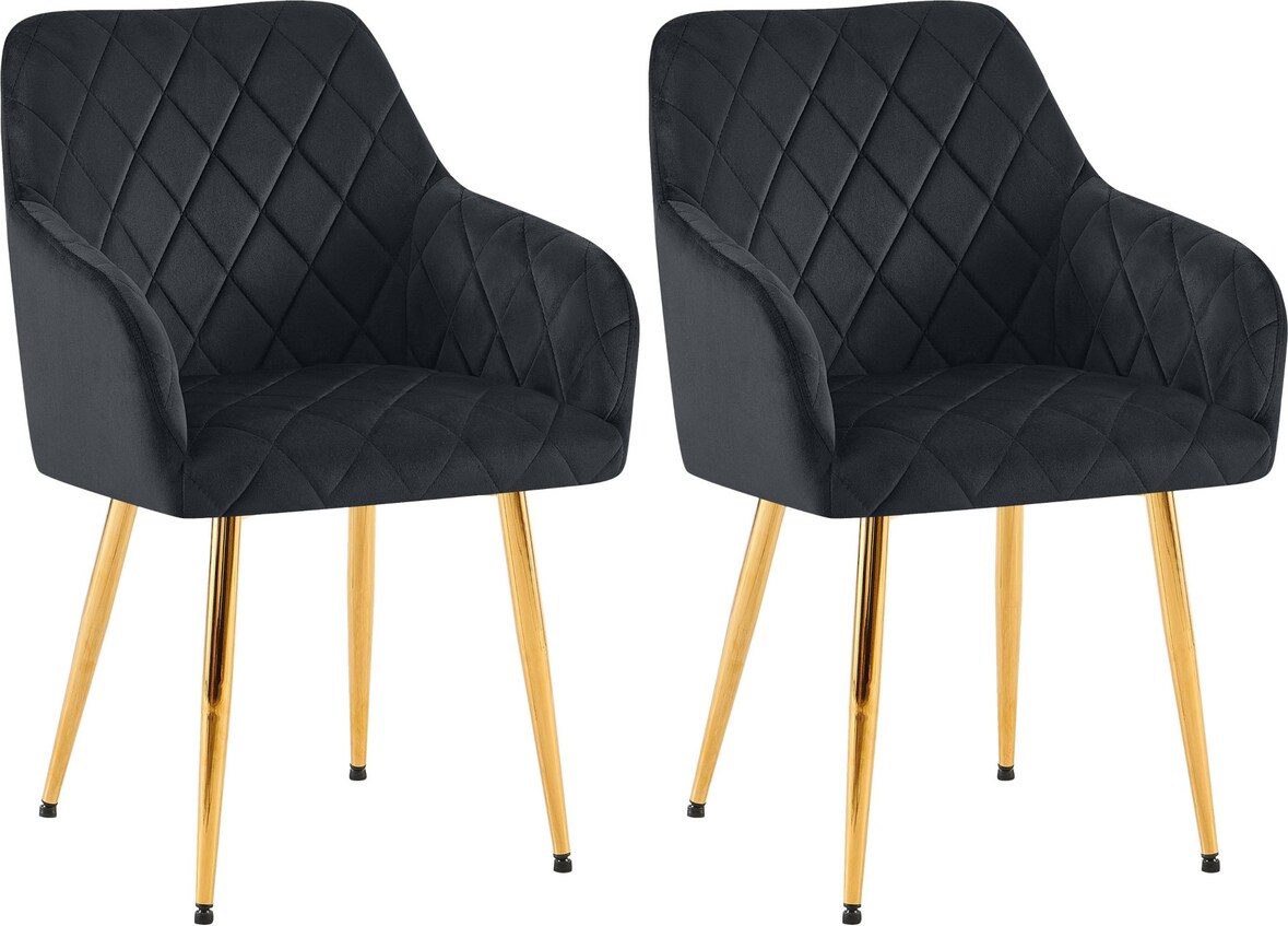 CHEFGASTRO 2er Set Esszimmerstuhl OTTAWA Samt G HxBxT 83x53x61cm Samt Schwarz Küchenstuhl