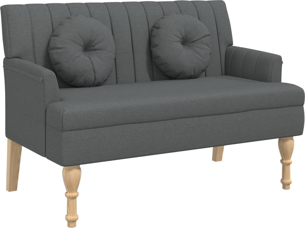 Décoshop26 - Bank/Sofa mit Rückenkissen und Armlehnen 113 x 64,5 x 75,5 cm in grauem Stoff DEC024630