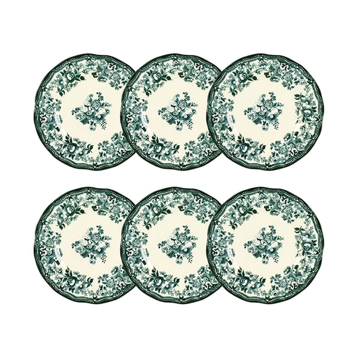 Novastyl - Lot 6 assiettes à dessert faustine 20cm en grès vert