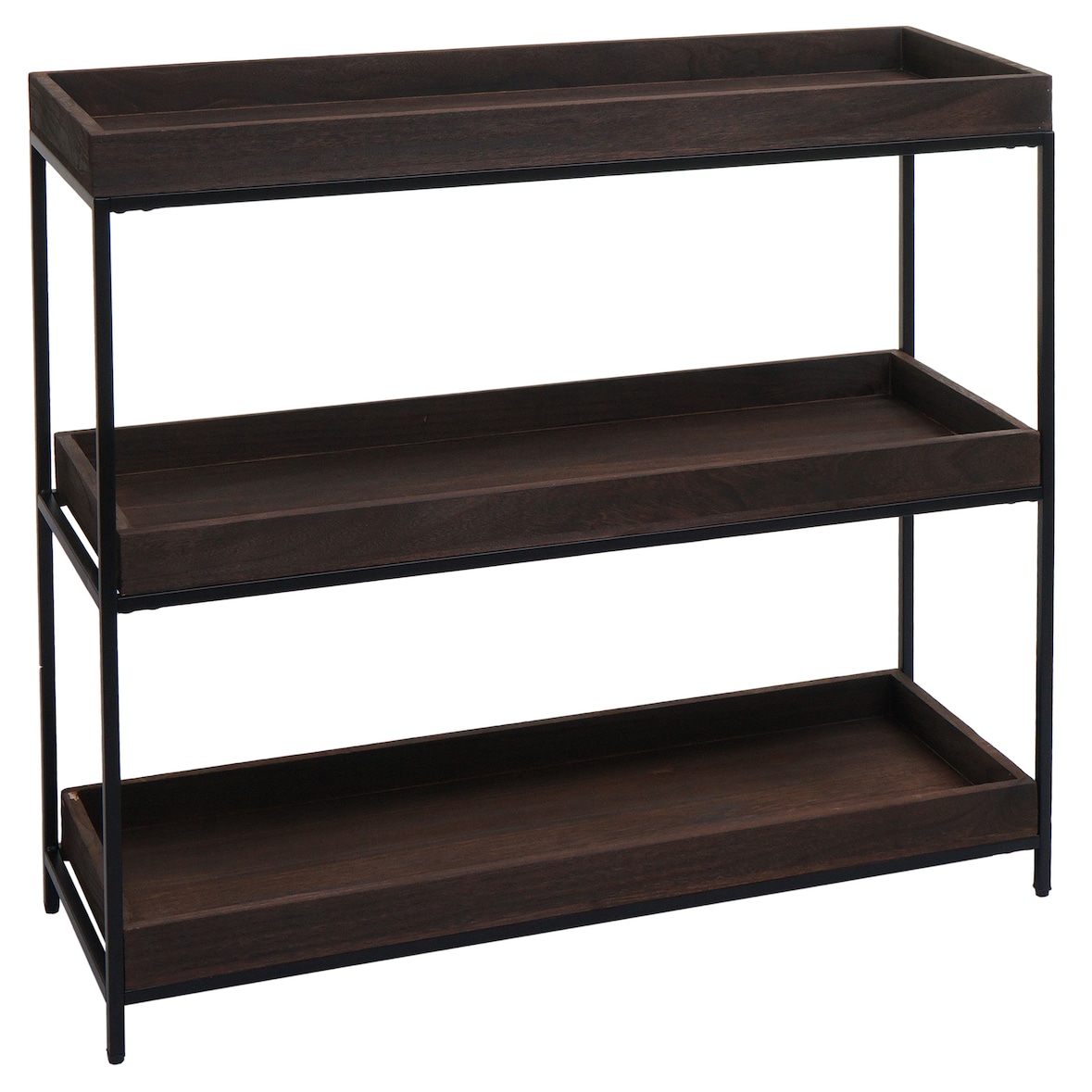 Regal HWC-K71, Standregal Pflanzregal Bücherregal, Holz Metall 3 Ablagen 90x100x35cm ~ dunkelbraun