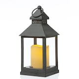 thumbnail of LED Laterne mit Kerze Windlicht flackernd H: 23cm Batteriebetrieb grau