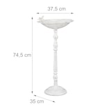 thumbnail of Relaxdays Vogeltränke Gusseisen, Vogelbad mit Ständer, Wildvogeltränke für Garten, antikes Design, 74,5 cm hoch, weiß