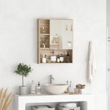 thumbnail of kleankin Armadietto a specchio con scaffale a muro color rovere