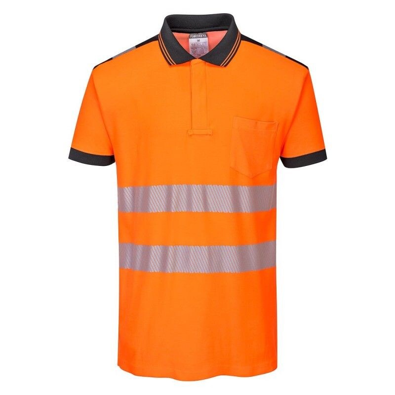Portwest - Polo manches courtes PW3 HV Orange / Noir Taille L