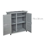 thumbnail of Relaxdays Gartenschrank, 3 Fächer, Flachdach mit Neigung, Doppeltür, HBT: 97 x 86,5 x 47 cm, Werkzeugschrank, Holz, grau