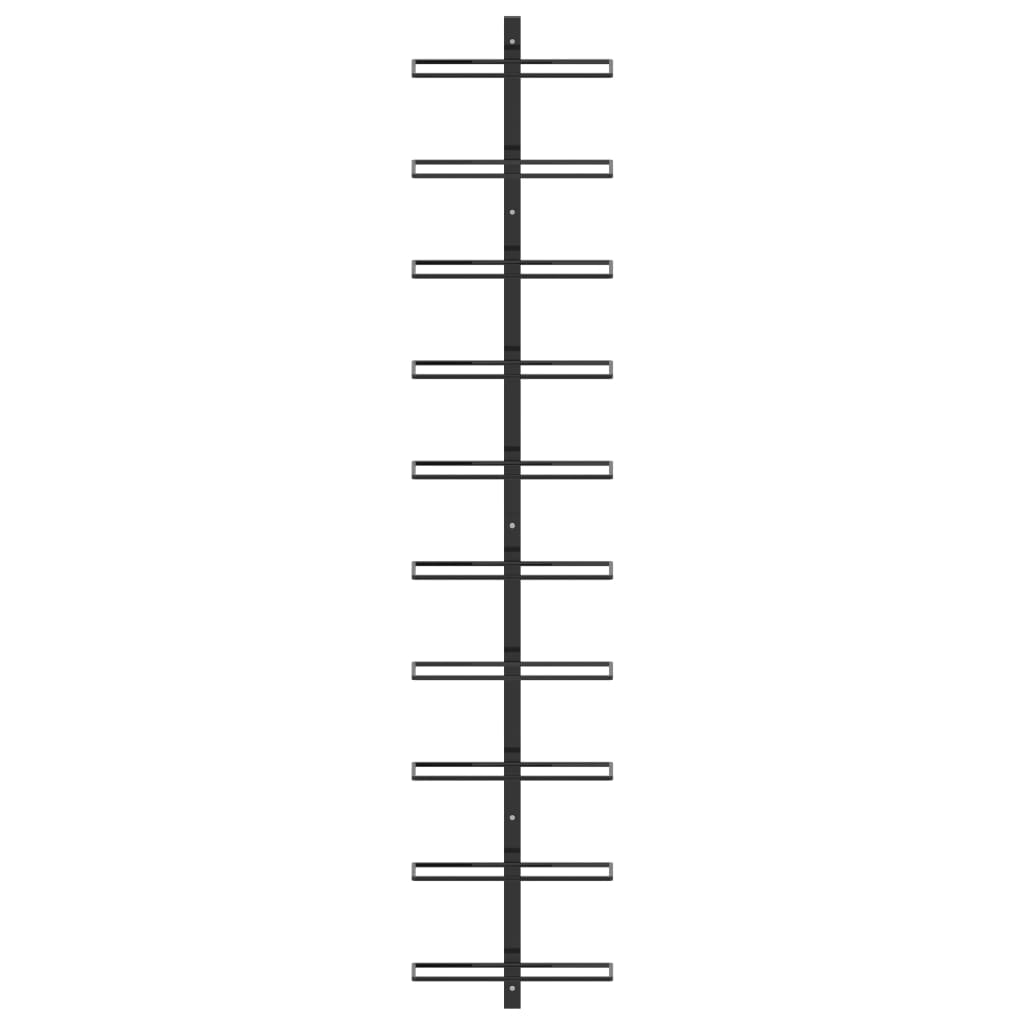 vidaXL Wand-Weinregal für 10 Flaschen Schwarz Metall