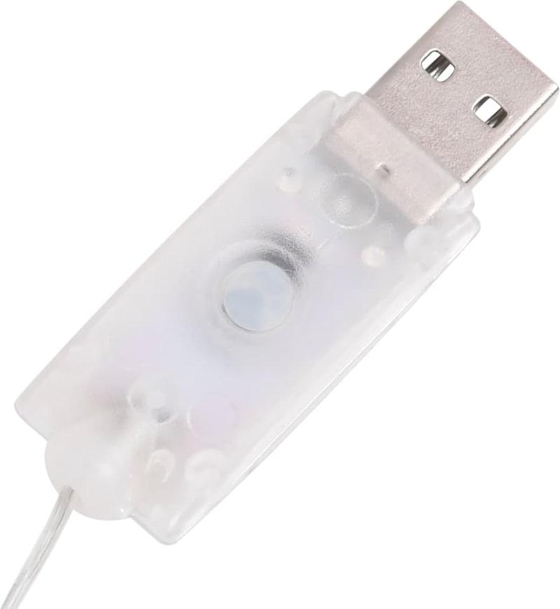 Ein durchsichtiger USB-Stecker mit einem Schalter.