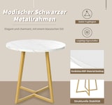 thumbnail of Essgruppe 5-teilig rund 75x80x80 cm Weiß+Schwarz+Gold MDF Tischplatte Marmormuster mit 4 Samtstühlen Metallgestell verstellbare Füße