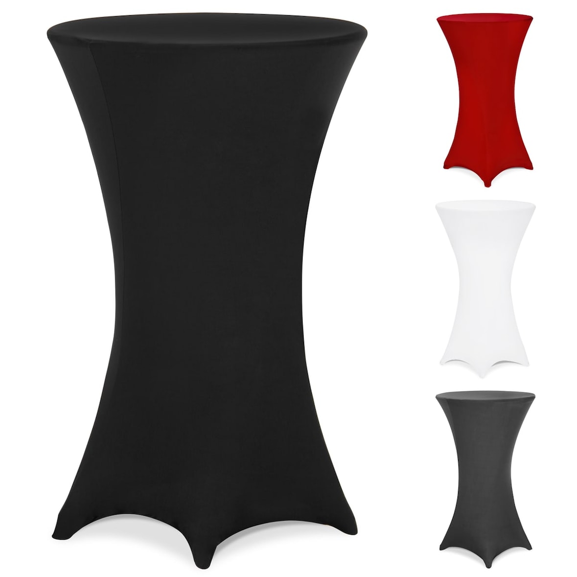 DETEX® Stehtischhusse Schwarz 60-65cm Verstärkter Fußbereich 30°C Waschbar Stehtisch Hussen Stretch Tisch Überzug Party