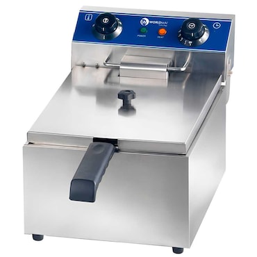 Freidora eléctrica profesional WORLDMAI de 6 litros para hostelería. Freidora industrial de sobremesa INOX para bar y restaurante.