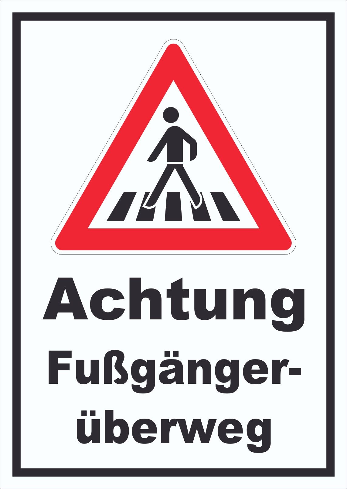 Schild Achtung Fußgängerüberweg A2 Rückseite selbstklebend